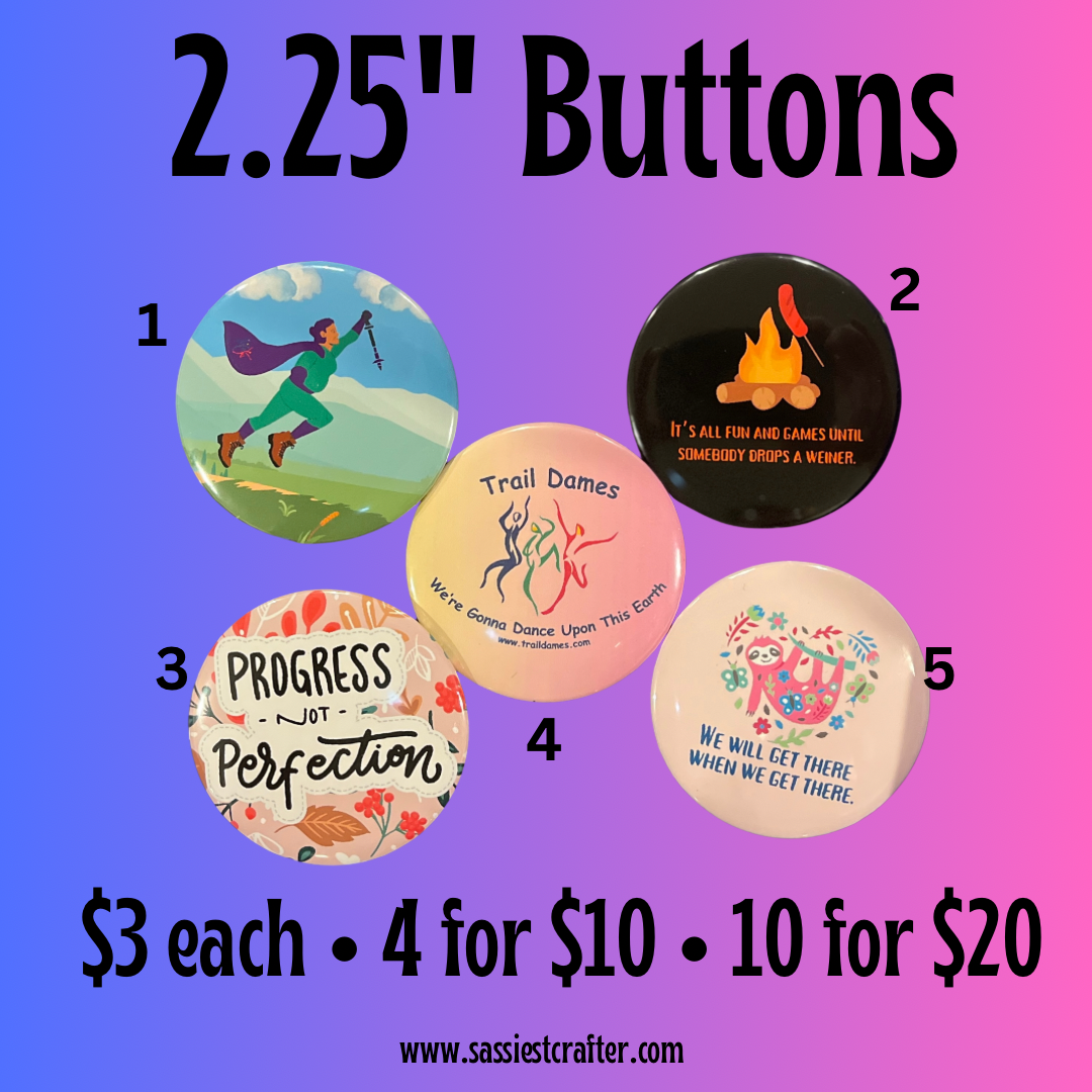 Four (4) Hiking Buttons, size 2.25"